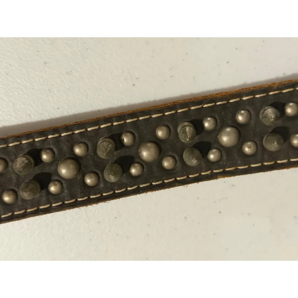 Mustang Studded Spiked Leather Dog Collar Brown
